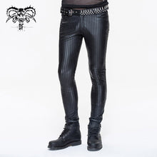 Load image into Gallery viewer, PT045 Autumn and winter men daily life style vertical stripes elastic punk leather trousers