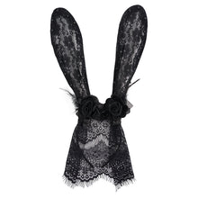 Load image into Gallery viewer, AS118 sexy women lace black Bunny ear bubble beaded headband with veil