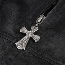 Load image into Gallery viewer, CT196 gothic basic style dark pattern leather trench coat