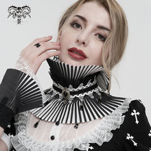 Load image into Gallery viewer, AS124 Gothic pleated black and white turtleneck collar