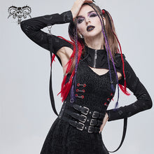Load image into Gallery viewer, CA024 punk women black bone printed knitted shawl with straps