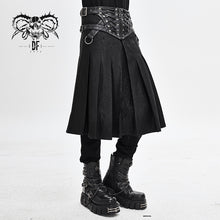 Load image into Gallery viewer, SKT108 punk metallic mist textured leather waistband dark grain pleated men kilts