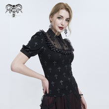 Load image into Gallery viewer, TT22201 Black Cross pattern Printed Short Sleeve T-Shirt