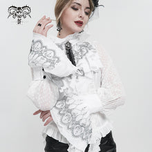 Load image into Gallery viewer, AS122 Black Thread Embroidered White Gothic oversleeves