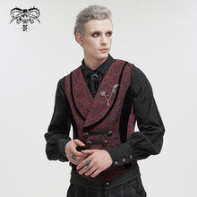 Load image into Gallery viewer, WT07002 Gothic dark pattern black and red vest (with brooch)