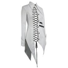 Load image into Gallery viewer, SHT037 everyday asymmetric white punk women cotton long blouse with dovetail