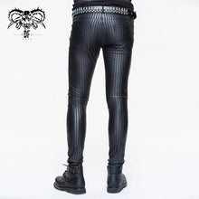 Load image into Gallery viewer, PT045 Autumn and winter men daily life style vertical stripes elastic punk leather trousers