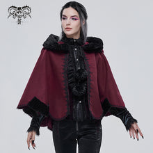 Load image into Gallery viewer, CA02802 wine double sided woolen contrast color shawl with fur