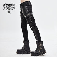 Load image into Gallery viewer, PT115 patchwork asymmetric rivet studded punk leather men trousers