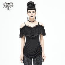 Load image into Gallery viewer, TT171 Gothic strapless drawstring sling T-shirt