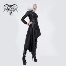 Load image into Gallery viewer, SKT089 zipper up asymmetric sleeveless women punk rock mid-length leather dress