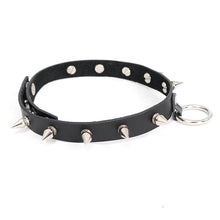 Load image into Gallery viewer, AS077 punk rock women spiked metal ring leather chocker