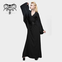 Load image into Gallery viewer, SKT040 chinese frog button sexy women bat sleeve deep V neck evening dress