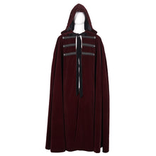 Load image into Gallery viewer, CA02602 Gothic wine fur collar velvet cloak