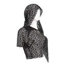 Load image into Gallery viewer, TT189 Punk Wool Mesh Hooded Short Sleeve Women's T-Shirt