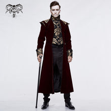 Load image into Gallery viewer, CT11802 western fashion noble party golden embroidery wine fleece men long coat