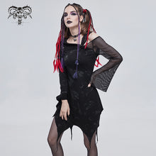 Load image into Gallery viewer, SKT134 Bone printing asymmetric off-the-shoulder dress