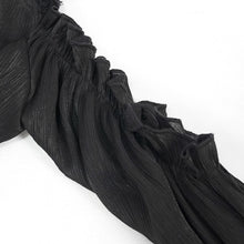 Load image into Gallery viewer, SHT08101 summer black fitted waist sexy women off the shoulder vertical striped lace Gothic blouse
