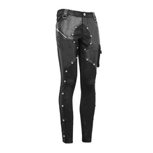 Load image into Gallery viewer, PT115 patchwork asymmetric rivet studded punk leather men trousers