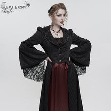 Load image into Gallery viewer, ECT012 GOTHIC women black jacquard thin long coat