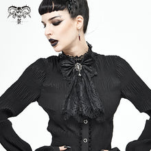 Load image into Gallery viewer, AS07301 black Gothic lace bow tie with diamonds