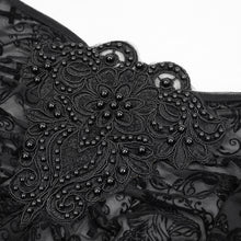 Load image into Gallery viewer, TT169 Gothic Off The Shoulder Back Swing Collar Printed Mesh T-shirt