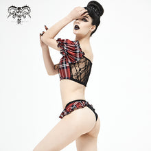 Load image into Gallery viewer, SST019C Scottish red plaid swimsuit blouse