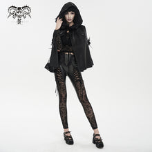 Load image into Gallery viewer, PT202 Queen Flocked laced up Goth Leggings