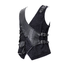 Load image into Gallery viewer, WT050 band Asymmetric punk rock men black waistcoats with pockets