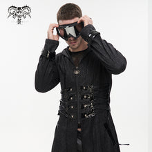 Load image into Gallery viewer, ct194 black men's fake girdle slim fit punk hooded men coat