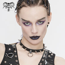 Load image into Gallery viewer, AS077 punk rock women spiked metal ring leather chocker