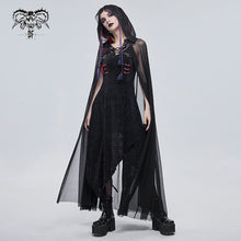 Load image into Gallery viewer, CA030 women hooded transparent long mesh punk cape
