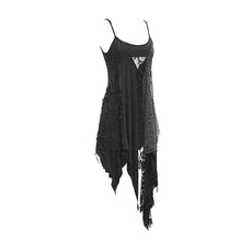 Load image into Gallery viewer, SKT103 daily asymmetrical Punk black gray torn broken holes knitted women slip dress