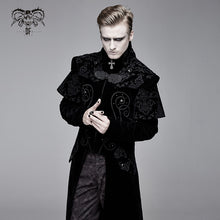 Load image into Gallery viewer, CT13401 Hand-embroidered cape collar black velveteen gothic coat for men