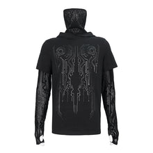 Load image into Gallery viewer, TT202 Men circuit diagram printed turtleneck face covered hooded t-shirt