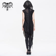 Load image into Gallery viewer, CA006 punk asymmetrical women broken holes black hooded cape