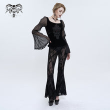 Load image into Gallery viewer, PT192 Gothic flocked pattern basic style flared trousers