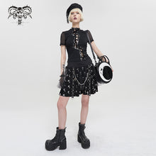 Load image into Gallery viewer, SKT15702 punk women black and white cross printed skirt