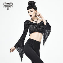 Load image into Gallery viewer, TT155 off the shoulder twisted neck short silver-ironed burnt velvet T-shirt