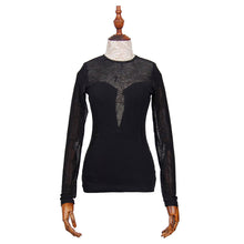 Load image into Gallery viewer, TT002 elastic Spider web round collar knitted sexy transparent back women thin T-shirt