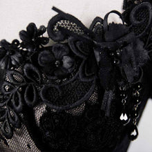 Load image into Gallery viewer, ECST001 Gothic adjustable steel buckles fishbone transparent lace corset with feather flowers