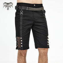 Load image into Gallery viewer, PT140 Punk rough rope mesh spliced men fifth trousers