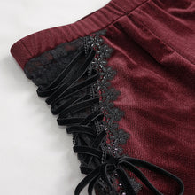 Load image into Gallery viewer, EPT01102 red Asymmetric Dark Pattern gothic women lace Flare Pants