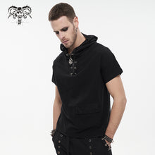 Load image into Gallery viewer, TT206 Everyday Woven Black Short Sleeves Punk Men Hoodie
