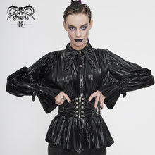 Load image into Gallery viewer, SHT05501 Cyberpunk bright black pleated blouse