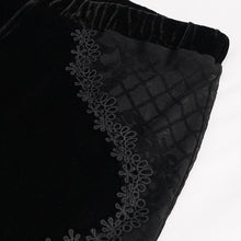 Load image into Gallery viewer, EPT009 stage see-through side laced up velvet flared black women gothic trousers