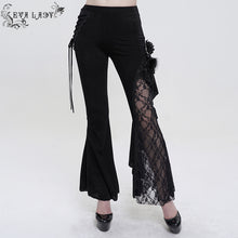 Load image into Gallery viewer, EPT01101 Black Asymmetric Dark Pattern Flare Pants