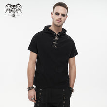 Load image into Gallery viewer, TT206 Everyday Woven Black Short Sleeves Punk Men Hoodie