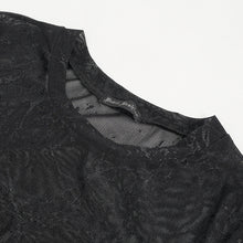 Load image into Gallery viewer, TT194 Cracked mesh leather spliced women's short sleeves top