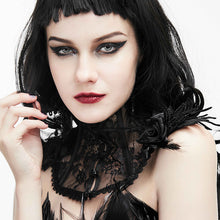 Load image into Gallery viewer, ECA003 Gothic accessory feather adjustable ribbons lace sexy women collar with rose flower
